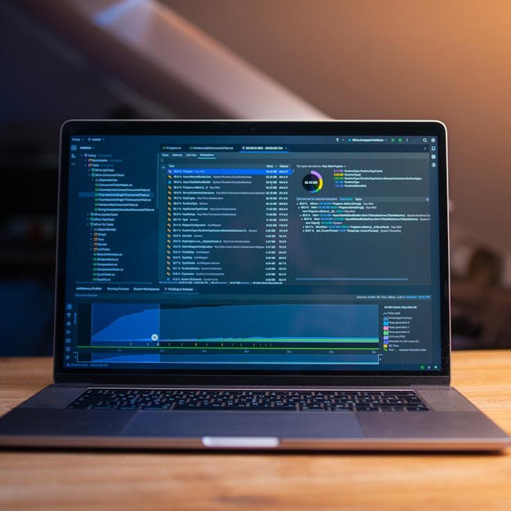 Mobile app project planning workspace with devices and development tools